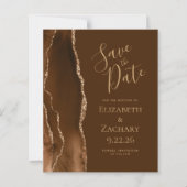 Budget Mocha Gold Agate Brown Save the Date (Voorkant)