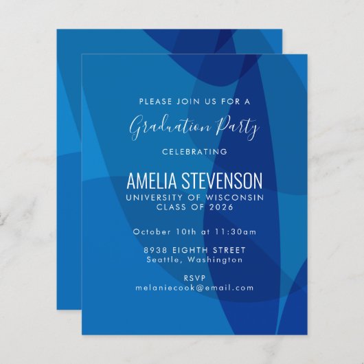 Budget Mod Abstract Blauwe GraduPartij nodigt uit (Voorkant / Achterkant)