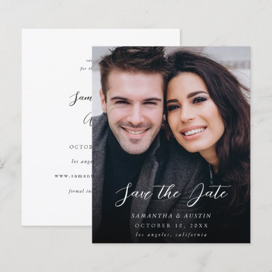 Budget MOD V Foto Elegant Save the Date - Donkerde (Voorkant / Achterkant)