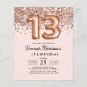 Budget Modern 13e Verjaardag Roos Gold Party Flyer (Voorkant)