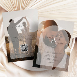 Budget Modern 2 foto bruiloft uitnodiging