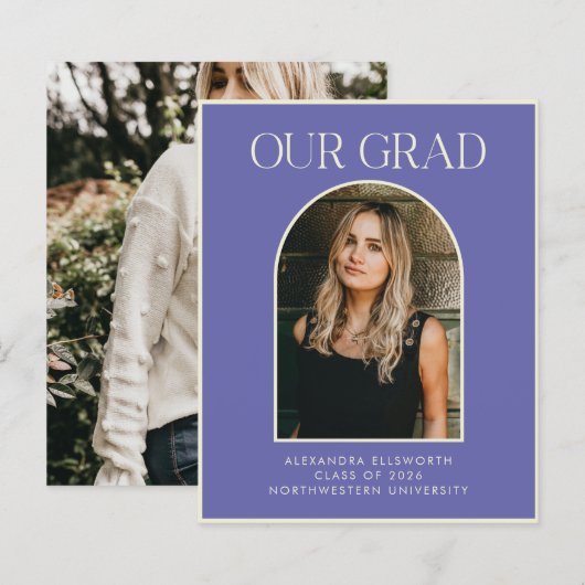 Budget Modern 2 Foto Paars Arch Afstuderen Kaart (Voorkant / Achterkant)