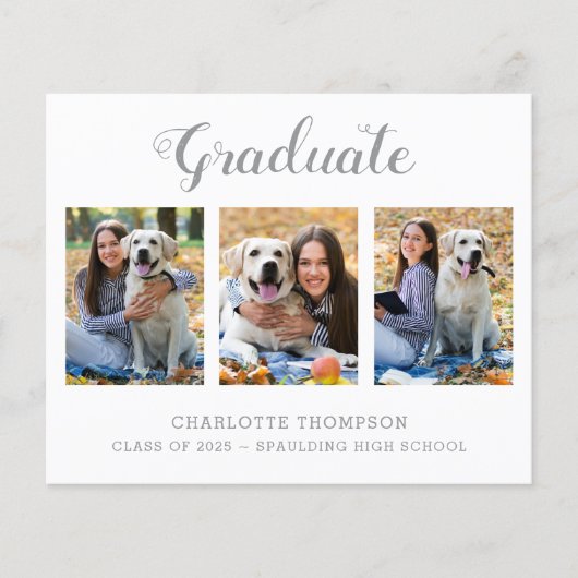 Budget Modern 3 Foto Afstuderen Uitnodiging (Voorkant)