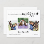 Budget Modern 3 Fotopaard sparen de datum uitnodig (Voorkant / Achterkant)