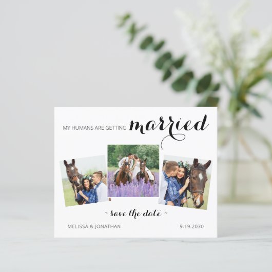 Budget Modern 3 Fotopaard sparen de datum uitnodig (Staand voorkant)