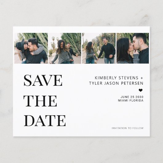 Budget modern 4 foto collage bruiloft opslaan datu flyer (Voorkant)
