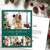 Budget Modern 4 Foto Collage Groene Kerst Kaart