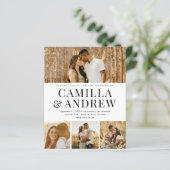 Budget Modern 4 Foto QR Code Bruiloft uitnodiging (Staand voorkant)