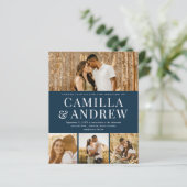 Budget Modern 4 Foto QR Code Bruiloft uitnodiging (Staand voorkant)