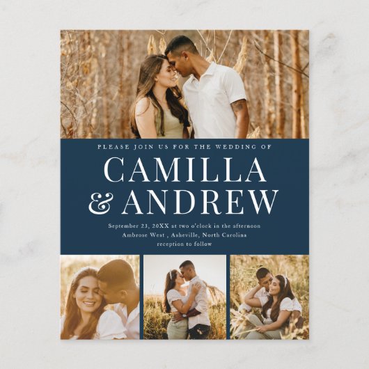 Budget Modern 4 Foto QR Code Bruiloft uitnodiging (Voorkant)