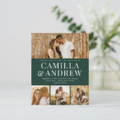 Budget Modern 4 Foto QR Code Bruiloft uitnodiging (Staand voorkant)