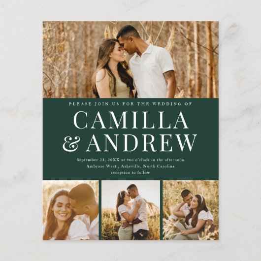 Budget Modern 4 Foto QR Code Bruiloft uitnodiging (Voorkant)