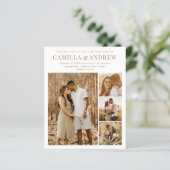 Budget Modern 4 Foto QR Code Bruiloft uitnodiging (Staand voorkant)