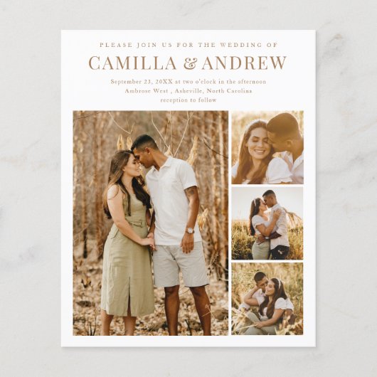 Budget Modern 4 Foto QR Code Bruiloft uitnodiging (Voorkant)