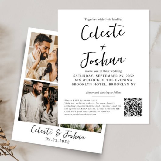Budget Modern 4 Fotoscript Naam QR Code Bruiloft