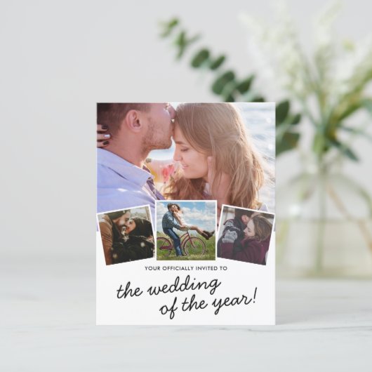 Budget Modern 4 Uitnodiging tot fotoweddenschap (Staand voorkant)