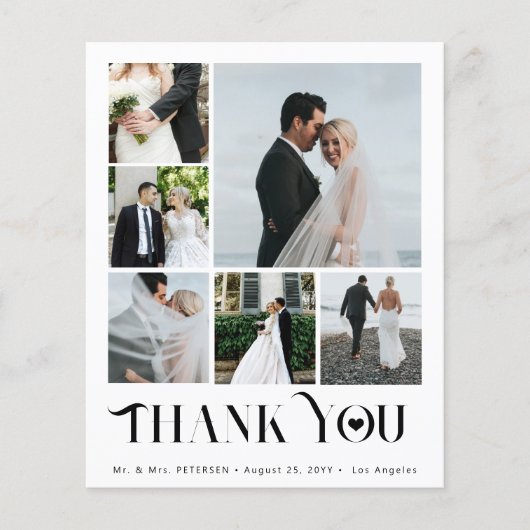 Budget modern 6 foto collage bruiloft dank u flyer (Voorkant)