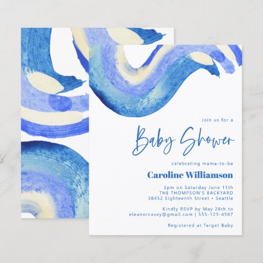 Budget modern Abstract Art Blue Baby shower (Voorkant / Achterkant)
