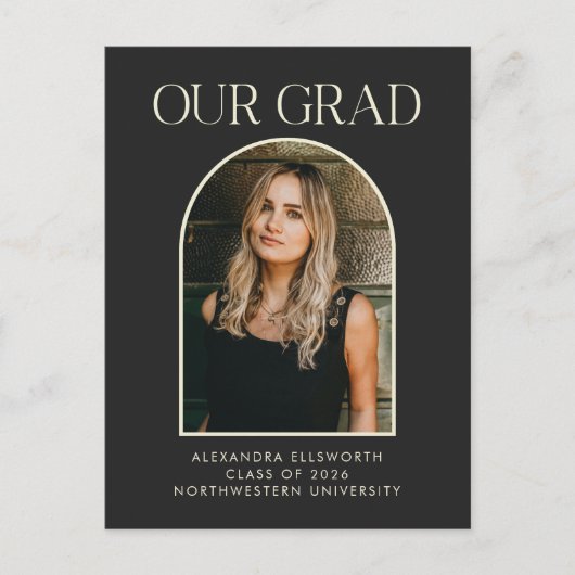 Budget Modern Afstuderen voor foto zwarte boog Briefkaart (Voorkant)