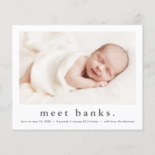 Budget Modern Baby Foto geboorteaankondiging (Voorkant)