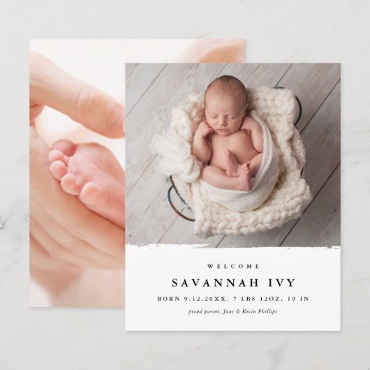 Budget Modern Baby Foto geboorteaankondiging (Voorkant / Achterkant)