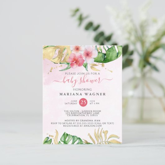 Budget Modern Beach Floral Baby shower (Staand voorkant)