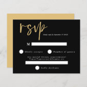 Budget Modern Black and Gold Wedding RSVP (Voorkant / Achterkant)