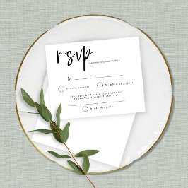 Budget Modern Black and White Wedding RSVP