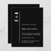 Budget Modern Black Bold Initialen Wedding Invite (Voorkant / Achterkant)