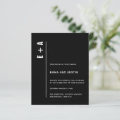 Budget Modern Black Bold Initialen Wedding Invite (Staand voorkant)