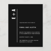 Budget Modern Black Bold Initialen Wedding Invite (Voorkant)