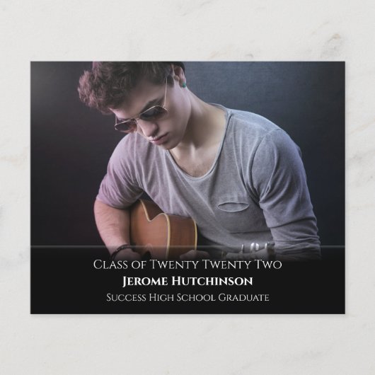 Budget Modern Black Photo Afstuderen Aankondiging (Voorkant)