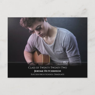 Budget Modern Black Photo Afstuderen Aankondiging Briefkaart