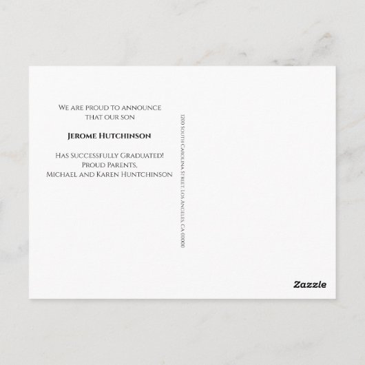 Budget Modern Black Photo Afstuderen Aankondiging Briefkaart (Achterkant)