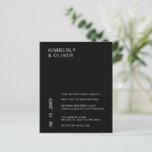 Budget Modern Black Wedding Uitnodiging (Staand voorkant)