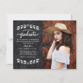 Budget Modern Black White Photo Graduparty Aankondiging (Voorkant)