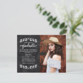 Budget Modern Black White Photo Graduparty Aankondiging (Staand voorkant)