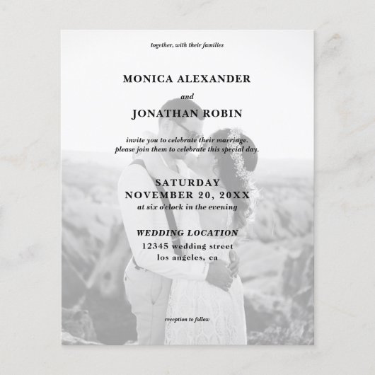 Budget Modern Black & White Photo Wedding Flyer (Voorkant)
