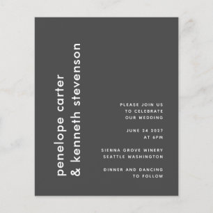 Budget Modern Black White Simple Wedding Invite