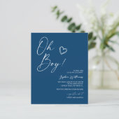 Budget Modern Blauw Baby shower Uitnodiging (Staand voorkant)
