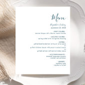 Budget Modern Blauwgroen Blue Script Wedding Menu