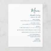 Budget Modern Blauwgroen Blue Script Wedding Menu (Voorkant)