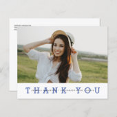 Budget Modern Blue Photo Afstudeerder Dank u Brief (Voorkant / Achterkant)