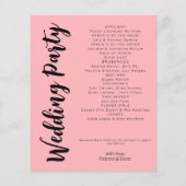 Budget Modern Blush Roze Bruiloft Programma (Achterkant)