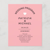 Budget Modern Blush Roze Bruiloft Programma (Voorkant)