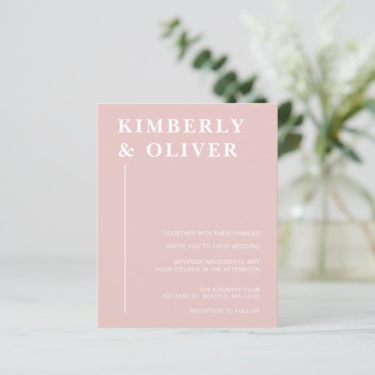 Budget Modern Blush Wedding Invitations (Staand voorkant)