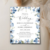 Budget Modern Boho Blue Wedding Uitnodiging