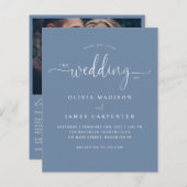 Budget Modern Boho Dusty Blue Foto Bruiloft Uitnod (Voorkant / Achterkant)