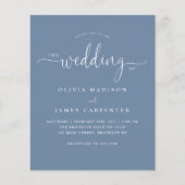 Budget Modern Boho Dusty Blue Foto Bruiloft Uitnod (Voorkant)