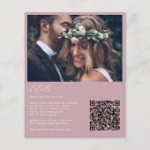 Budget Modern Boho Dusty Roze Foto Bruiloft Uitnod (Achterkant)